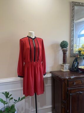 Vintage Oleg Cassimi Red  Pleated Front Dress